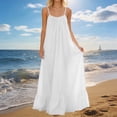 thumbnail image 4 of Womens Summer Sleeveless Backless Cami Dress Adjustable Spaghetti Strap Ruched Ruffle Hem Flowy Beach Vacation Sundress, 4 of 7