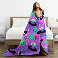 thumbnail image 5 of DouZhe Ultra-Soft Micro Fleece Lightweight Flannel Bed Blanket, Cartoon Aliens Space Vaporwave Print Cozy Warm Throw Blankets, 60"x50", 5 of 7