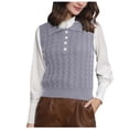 thumbnail image 1 of IROINID Gilet Pull pour Femmes Col Rond Pull Couleur Unie Confortable Sans Manches Tricoté Col Rabattu, 1 of 9