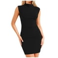 thumbnail image 2 of Evening Dresses for Women Midi Dresses for Women 2026 Women Summer Mini Dress Bodycon Ruched Neck Sleeveless Work formal Party Wedding Guest Dress, 2 of 7