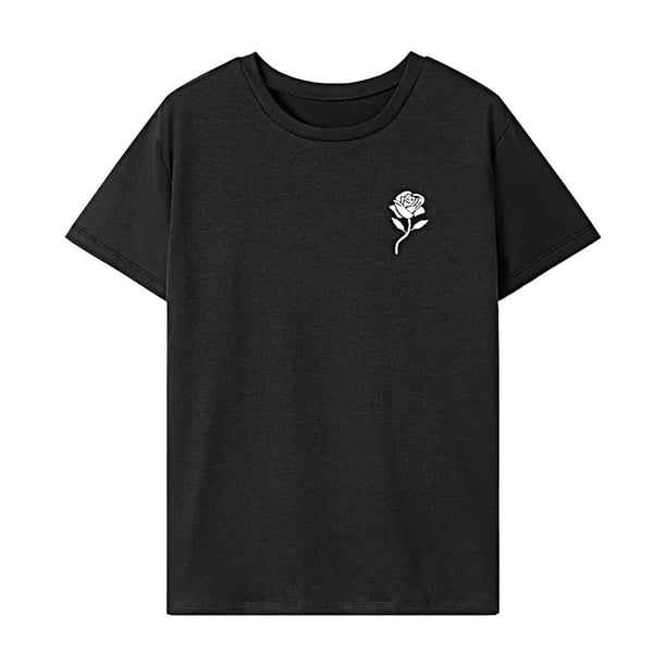 Camiseta de mujer Verano Tops de verano para desplazamientos Viajes Regalo del día de San Valentín L