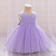 thumbnail image 5 of Girls Formal Princess Dress, Summer Flower Girl Wedding Dress with Tulle Skirt for Bridal Party, Junior Bridesmaid Pageant Gown for Special Occasions Age 6M-4Y Purple 80, 5 of 8