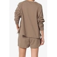 thumbnail image 2 of TheMogan Women's S~3X Cotton Terry Long Sleeve Oversized Top & Drawstring Shorts SET, 2 of 7