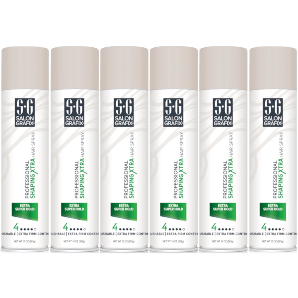 6 Pack Salon Grafix Professional Shaping Hair Spray Extra Super Hold 10