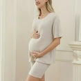 thumbnail image 6 of pstuiky Maternity Lounge Sets Summer Short Sleeved and Shorts Soft Stretchy Knit for Casual Wear 2-Piece Set with Pockets Maternity Breastfeeding Pajamas, 6 of 6