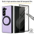 thumbnail image 3 of Compatible with Samsung Galaxy Z Fold 6 Phone Case,Built-in Screen Protector,360° Rotatable Ring Kickstand,Compatible with Mag-Safe,Anti-Scratch Leather Shockproof Rugged Phone Case,Lightpurple, 3 of 8