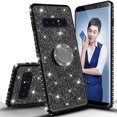 thumbnail image 3 of SOGA Diamond Bling Glitter Cute Phone Case with Kickstand Compatible for Samsung Galaxy S10 Case, Rhinestone Bumper Slim with Ring Stand and Lanyard Girls Women Cover - Black, 3 of 5