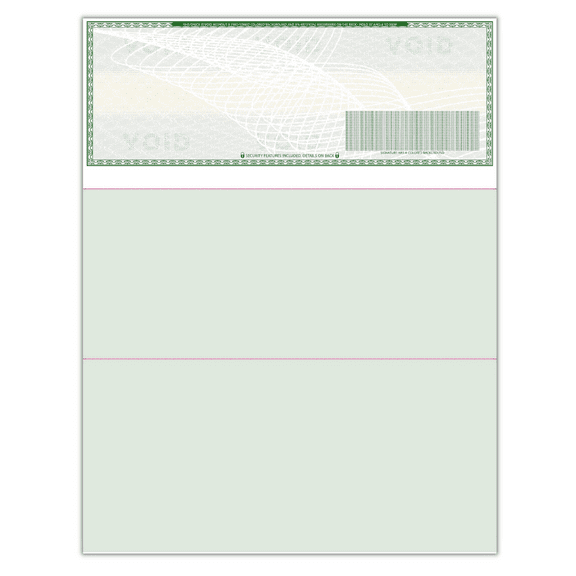 Compuchecks 50 Blank High Security Check Paper On Top - Weight # 70 Green Art Deco