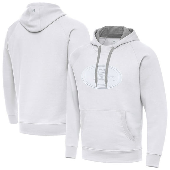 Men's Antigua White San Francisco 49ers Victory Pullover Hoodie