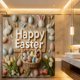 thumbnail image 1 of Hogar y cocina, Baño, Alfombras de baño, Cortina de ducha y ventana de baño con estampados de conejito de Pascua de primavera, cortina de ducha de poliéster lavable, 1 of 6