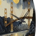 thumbnail image 5 of Designart "Golden Gate Monochrome Yellow Bridge II" Architecture Oversized Wall Clock, 5 of 5