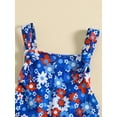 thumbnail image 4 of Bagilaanoe 4th of July Jumpsuit for Toddler Baby Girl Sleeveless Floral Print Romper Overalls + Headband 12M 18M 24M 3T 4T 5T Kids Long Flared Pants Independence Day Outfits, 4 of 9