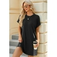 thumbnail image 5 of Women’s Summer Dresses Short Sleeve T-Shirt Dress Casual Loose Slit Beach Mini Vacation Dresses Tunic Top (Black,X-Large), 5 of 6