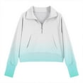 thumbnail image 4 of Bnwani Girls Sweatshirt Zip Mock Neck Long Sleeve Half Zip Crop Fleece Sweatshirt Gradient Pullover, 4 of 5
