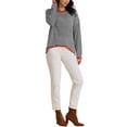 thumbnail image 2 of INSPIRE CHIC Women's Striped Sweater Casual Curved Hem Drop Shoulder Sweaters Pullover Top S Black, 2 of 6