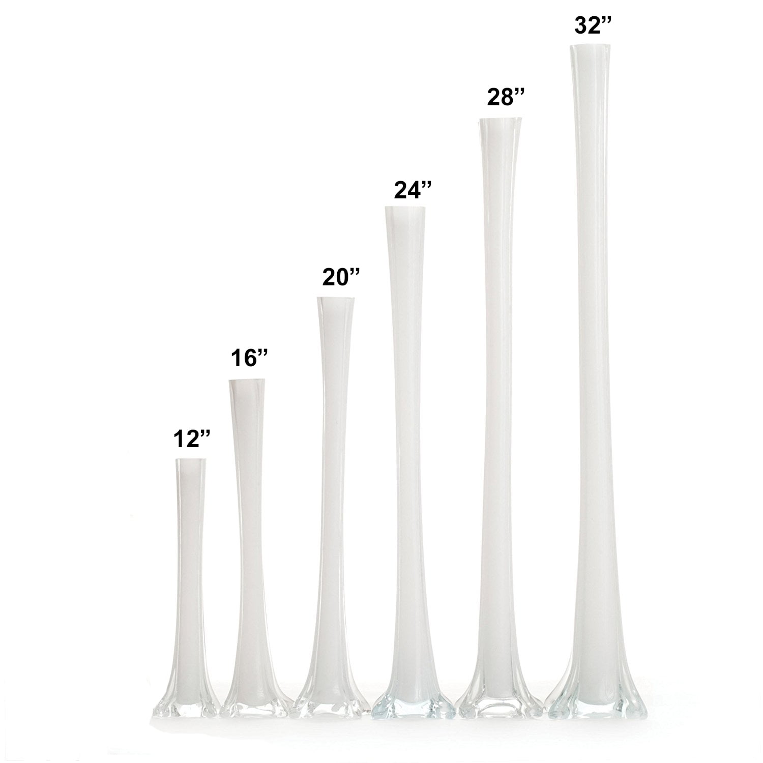 Set of 12 pieces 24 Inches Tall Glass Eiffel Tower Vases for Centerpieces,  Flowers, Decorations, and Gifts (12 pieces - White)