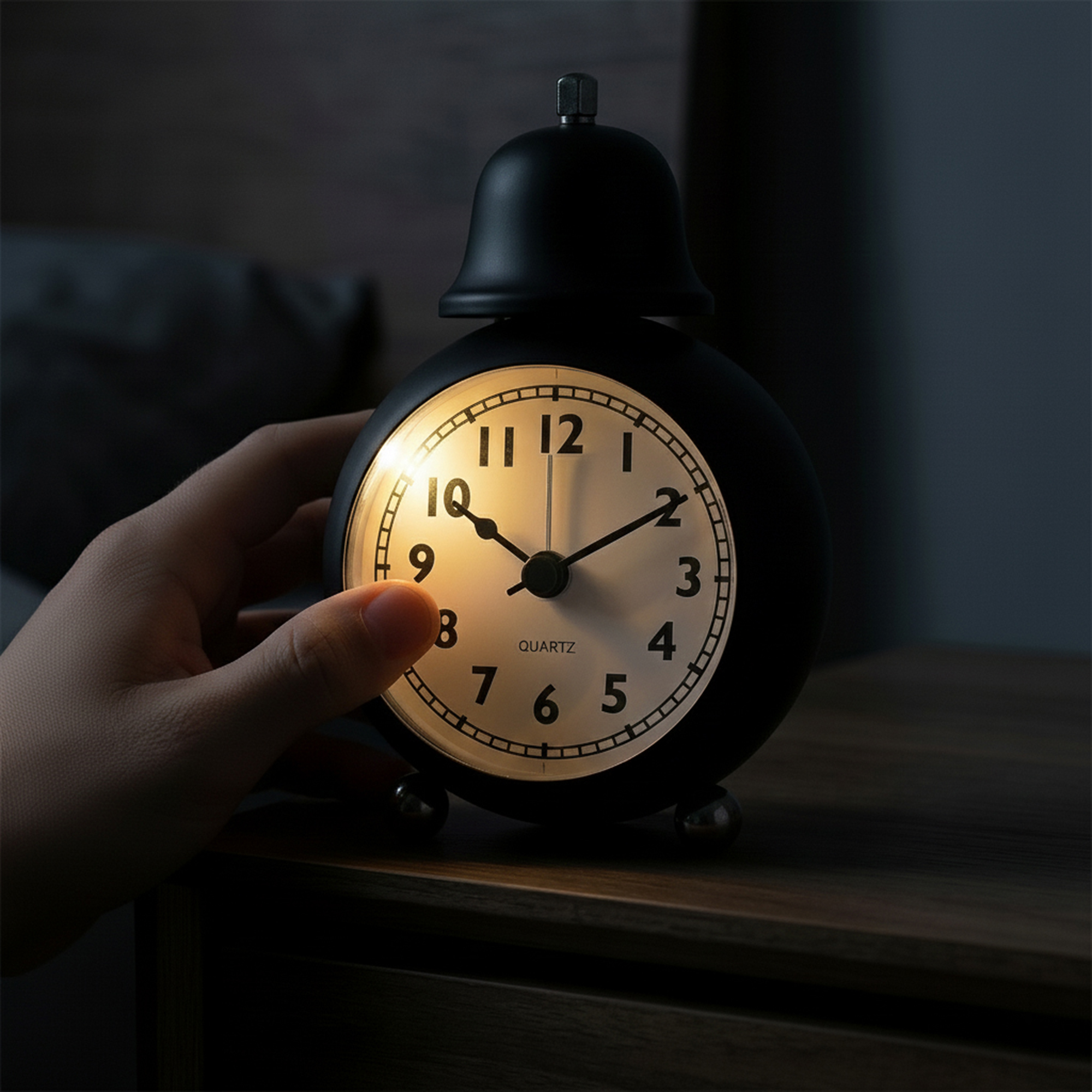 Unique Bargains Spherical Alarm Clock with Single Bell Design Black 3.3"L x 2.4"W x 5.1"H