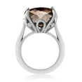 thumbnail image 3 of Gem Stone King 925 Sterling Silver Brown Smoky Quartz and White Moissanite Engagement Ring for Women (9.70 Cttw, 14MM Cushion Checkerboard, Size 7), 3 of 4