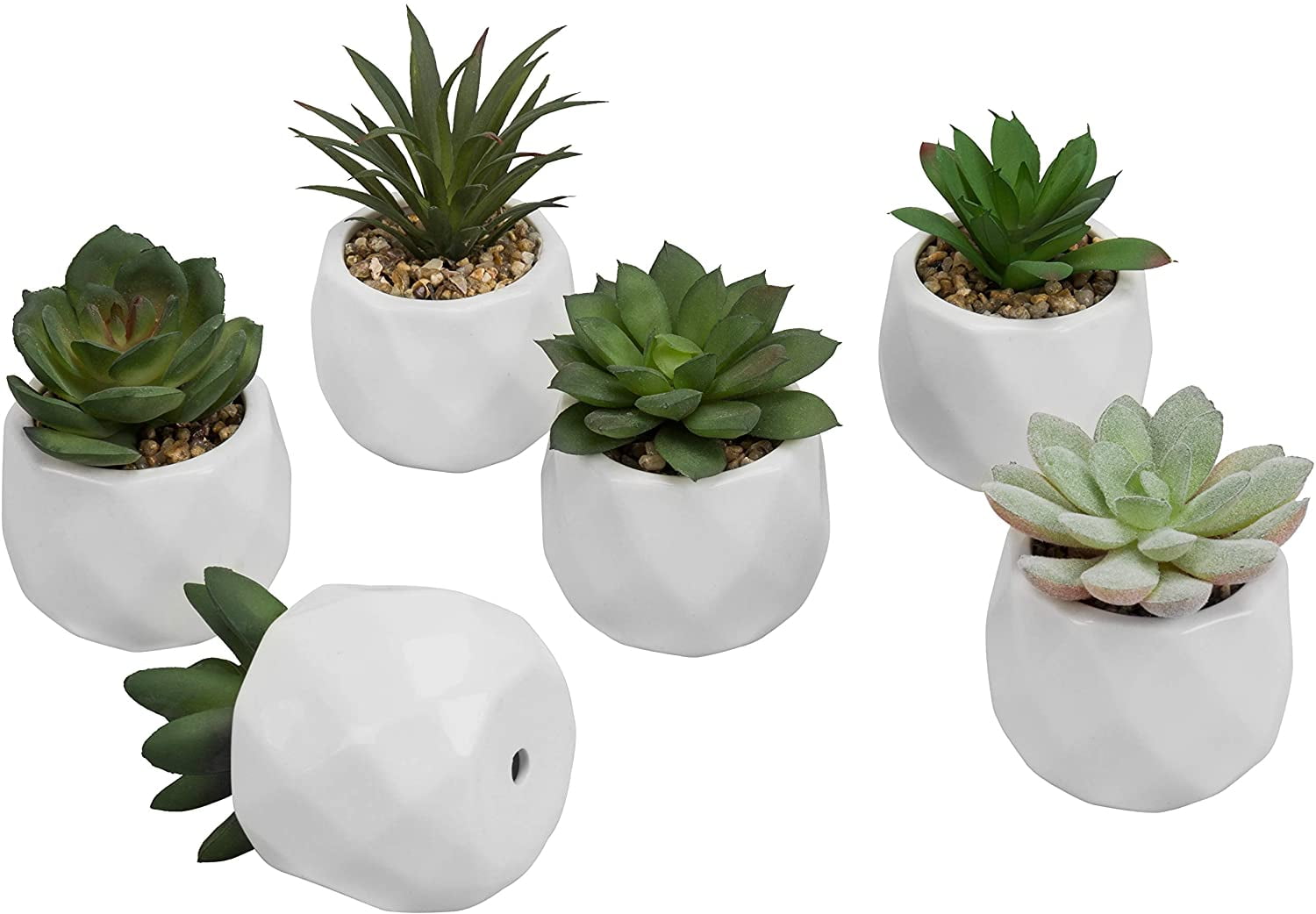 Home Decoration or Desk Plant 6pc Mini Artificial Succulent Plant Include Pots 