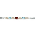 thumbnail image 2 of Gem Stone King 925 Silver and 10K Yellow Gold Red Garnet and Blue Zircon and White Lab Grown Diamond Bracelet for Women (2.23 Cttw, Gemstone January Birthstone, Oval, Wheat Chain, 7 inches), 2 of 5