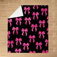 thumbnail image 3 of Erosebridal Pink Black Bow Plush Throw Blanket 30"x40" Kawaii Cute Bowknot Blanket Room Decor Dreamy Princess Bow Flannel Fleece Blanket, 3 of 5