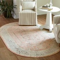 Unique Loom Aurelia Collection Area Rug - Trajan (4' x 6' Oval Rose/Black)