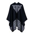thumbnail image 3 of Mujeres de la vendimia Poncho Cardigan Suéter de Encaje Patten Faux Cashmere Capas Mantón Bufanda MABOTO Negro, 3 of 4