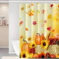 thumbnail image 2 of Fall Scenery Shower Curtain for Bathroom Fallen Maple Leaves Bathtub Decor Room Partition Harvest Thanksgiving Orange Pumpkins Sunflowers Waterproof Shower Curtains with Hooks 84x72 inches, 2 of 6