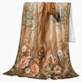 thumbnail image 2 of Golden Palomino Horse Meadow, Rustic Farmhouse Horse Scene, Warm Flannel Blanket for Ranch House and Living Room, Horse Lovers Valentine's Day Gift, Rustic Home Decor, 2 of 9