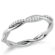 Women's Stainless Steel Clear Cubic Zirconia Fashion Ring