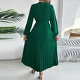 thumbnail image 5 of Kaemgyyd Maxi Dresses for Women Pleated V Neck Long Lantern Sleeves Dress Elastic Waist Elegant Flowy Long Dress, 5 of 5