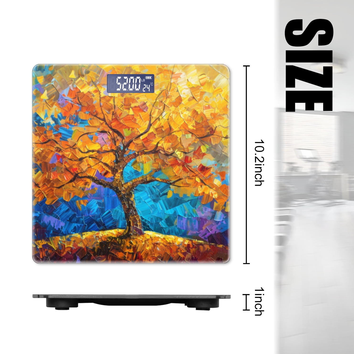High Precision Body Weight Scale Smart Bathroom Scales with Large LCD Display(400lbs),Decorative for Bedroom-Autumn Tree With Yellow Leaves And Blue Sky