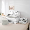 thumbnail image 6 of jejeloiu Gray Flower Floral 7pcs Bedding Comforter Set,Modern Aesthetic Art Queen Bedding Sets,Rustic Plant Queen Sheet Sets For Men Women,Breathable Home Decor Reversible, 6 of 8
