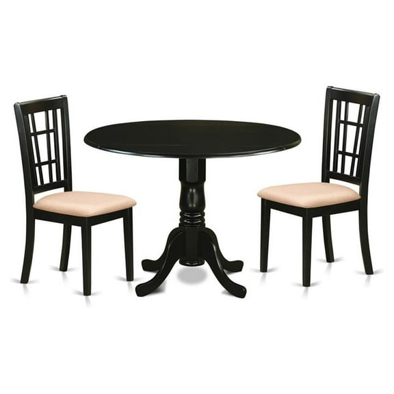 Bowery Hill 3-piece Traditional Wood Dining Table Set in Black