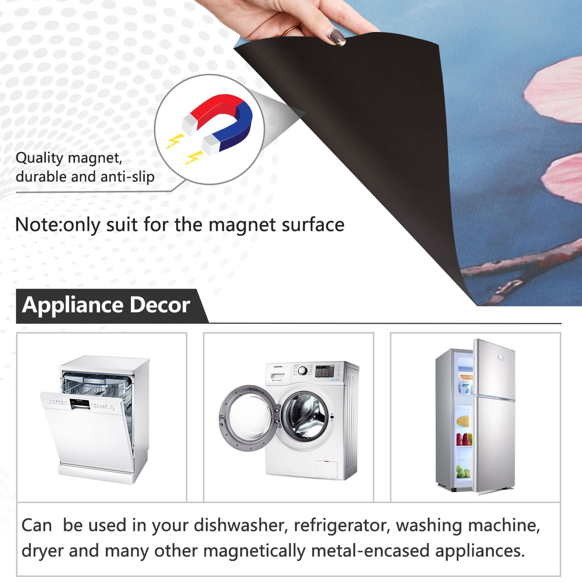 Dishwasher Magnetic Sticker 23x26 Inch Refrigerator Magnetic Sticker Washing Machine Magnetic Sticker Kitchen Panel Magnetic Sticker Home Decor Super Cute Cherry Blossom