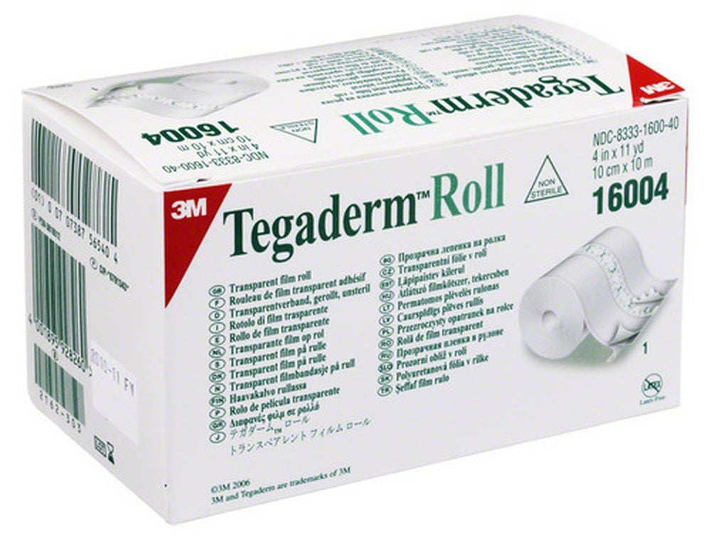 3M Tegaderm Waterproof Adhesive Transparent Film Dressing Roll, 4