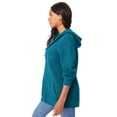 thumbnail image 3 of Roaman's Women's Plus Size Thermal Waffle Hoodie Zip Up Cardigan Jacket, 3 of 6