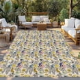 thumbnail image 2 of Vintage Flowers Outdoor Rug for Patio/Deck/Porch, Non-Slip Large Area Rug 4 x 6 Ft, Spring Yellow Floral Country Leaves Blue Birds Indoor Outdoor Rugs Washable Area Rugs, Camping Rug Carpet Runner, 2 of 8