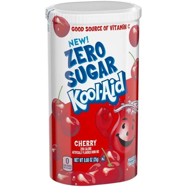 KoolAid Zero Sugar Cherry Powdered Drink Mix, .88 oz Can