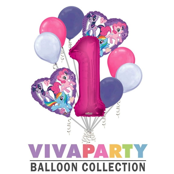 9 pc My Little Pony Heart Balloon Bouquet 1st Birthday Party Decoration Birthday