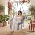 thumbnail image 2 of ELLEGNT Macrame Hanging Swing Chair - Includes 2 Removable Cushions, Strong Polyester‑Cotton Rope Construction, Gray, 2 of 8