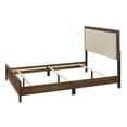 thumbnail image 5 of Newboti Furniture Brown Cherry Finish Fabric Upholstered Headboard Tufted Nailhead Trim Queen Size Panel Bed Beautiful Wooden Bedroom Furniture NO.80227, 5 of 6