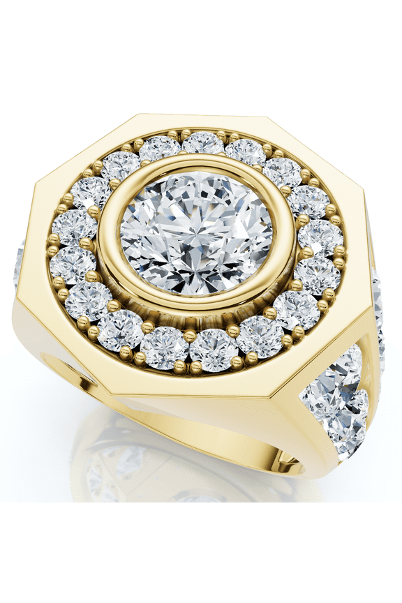 Pompeii Men's 8 1/2Ct Diamond Hexagon Anniversary Pinkie Ring Gold Lab Grown (F/G,VS2-SI1)