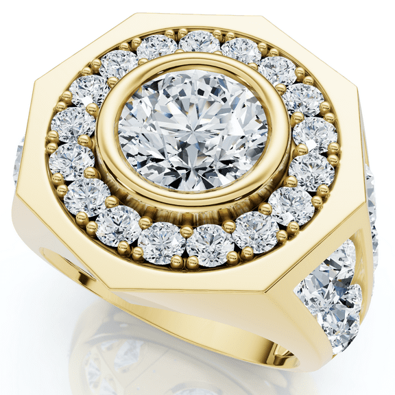 Pompeii Men's 8 1/2Ct Diamond Hexagon Anniversary Pinkie Ring Gold Lab Grown (F/G,VS2-SI1)