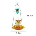 thumbnail image 3 of EUDIDV Suet Bird Feeder Outdoor Solar Hanging Owl Bird Feeder Wrought Iron Flower Glass Crack Ball Feeder Avian Feast Station, 3 of 7