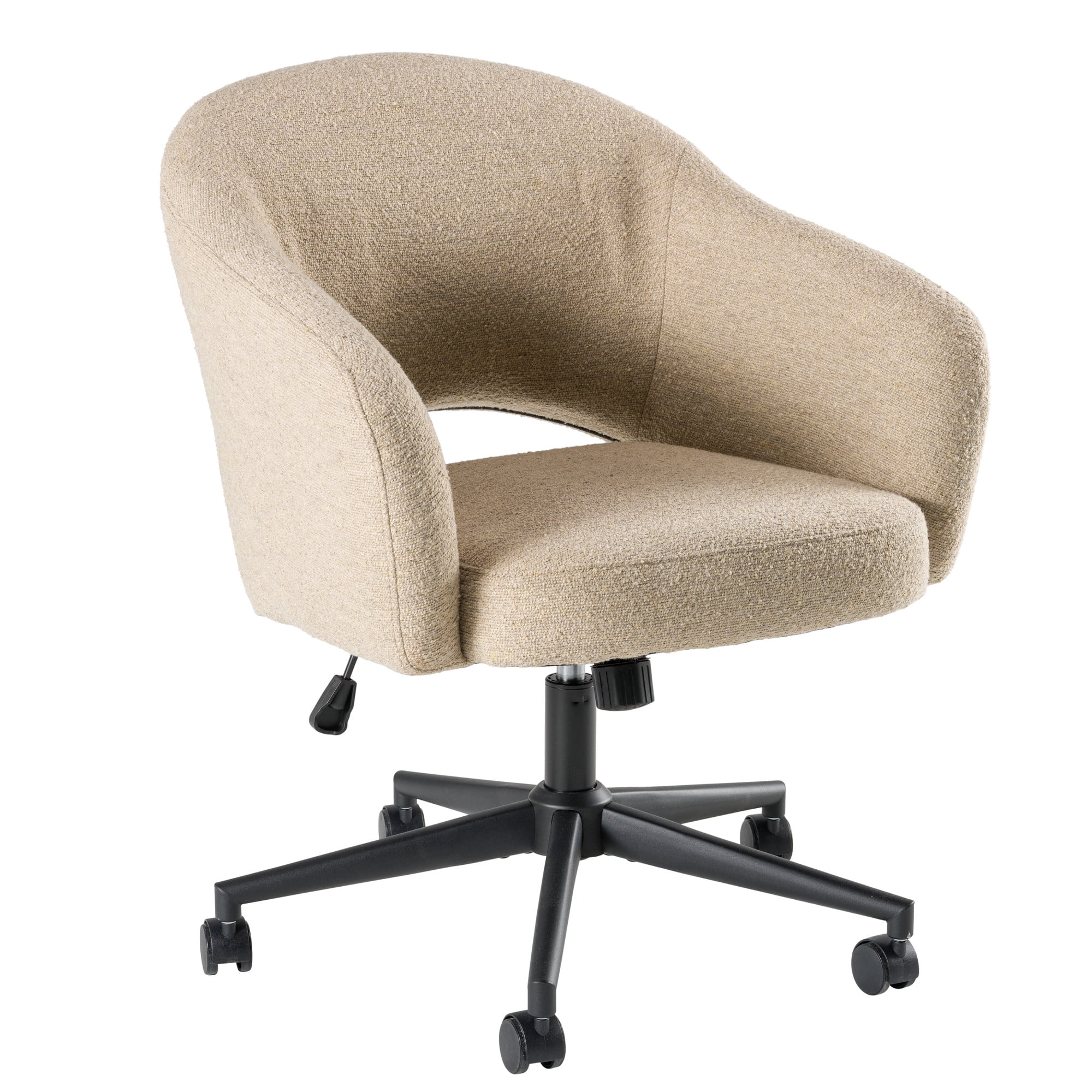 Bush Furniture Fairfax Mid Century Modern Desk Chair for Home Office in Cool Beige Fabric