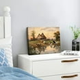 thumbnail image 3 of ONETECH Framed American Farm Canvas Wall Art Retro Country Cows Farmhouse Barn Landscape Watercolor Painting Picture Wall Decor Poster Print Artwork for Living Room 20x16inch, 3 of 6