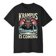 thumbnail image 3 of Krampus Is Coming Gothic Christmas T-Shirt – Horror Holiday Tee, Dark Xmas Gift, “Gruss Vom Krampus” Nordic Folklore Shirt, 3 of 5
