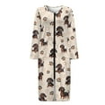 thumbnail image 3 of Yuyamidu Cute Dachshund Long Sleeve Robe for Women Dog Paw Round Neck Robes Casual Zippered Bathrobe Ladies Mid-Calf Length Loungewear Size M Comfy Dressing Gown, 3 of 7