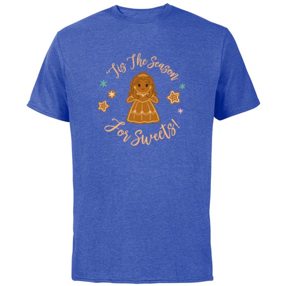 Disney Princess Belle Holiday Gingerbread Season for Sweets - Short Sleeve Cotton T-Shirt for Adults - Customized-Royal Heather